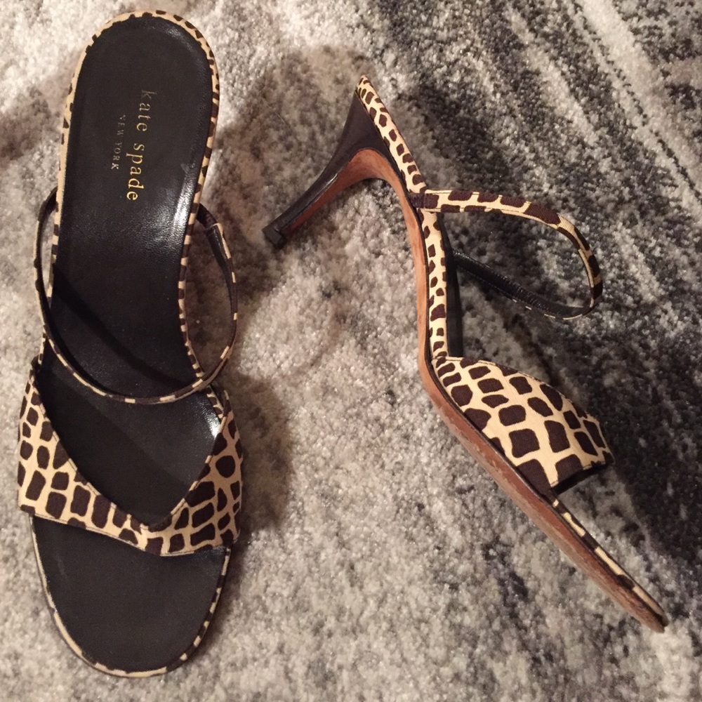Kate Spade animal print kitten heels